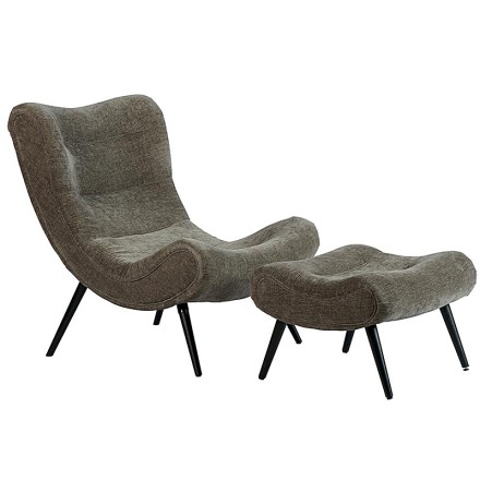 Fauteuil et pouf - Caspe gris