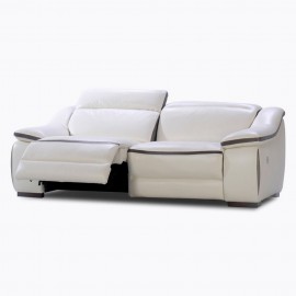 Canape 3 Places Cuir Noir Relax Electrique Campbell